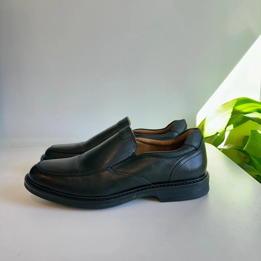 Florsheim Mens Black‎ Leather Slip On Loafers Dress Shoes Comfortech Size 11.5